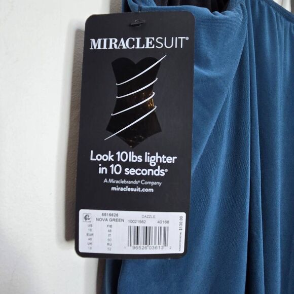 Miraclesuit Dazzle Tankini Swim Top Scoop Neck Nova Green 16  NWT - Picture 4 of 5